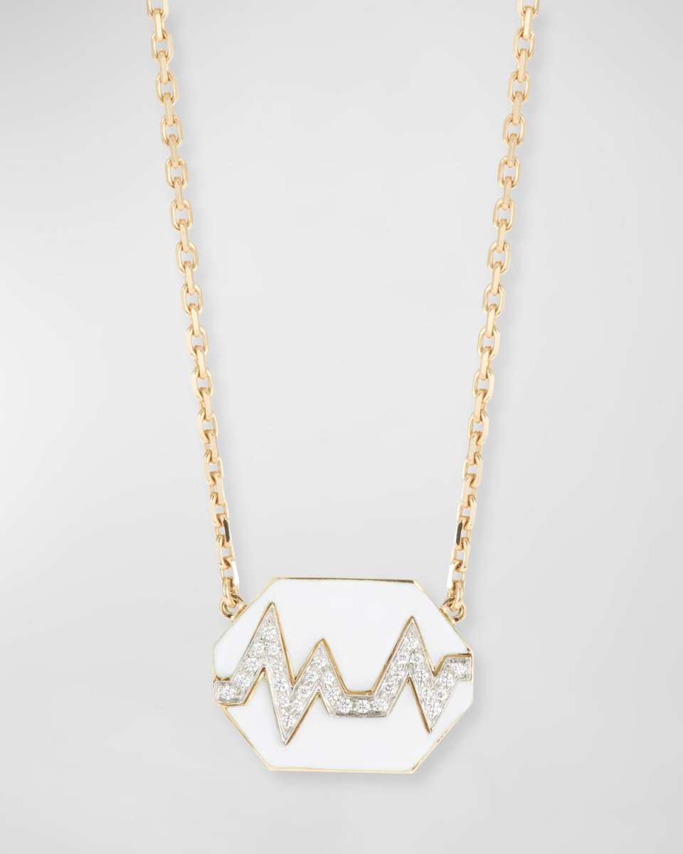 18k Skip Necklace w/ Enamel & Diamonds